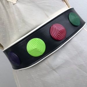 80’s Colorful Medallion Pleather Adjustable Belt
